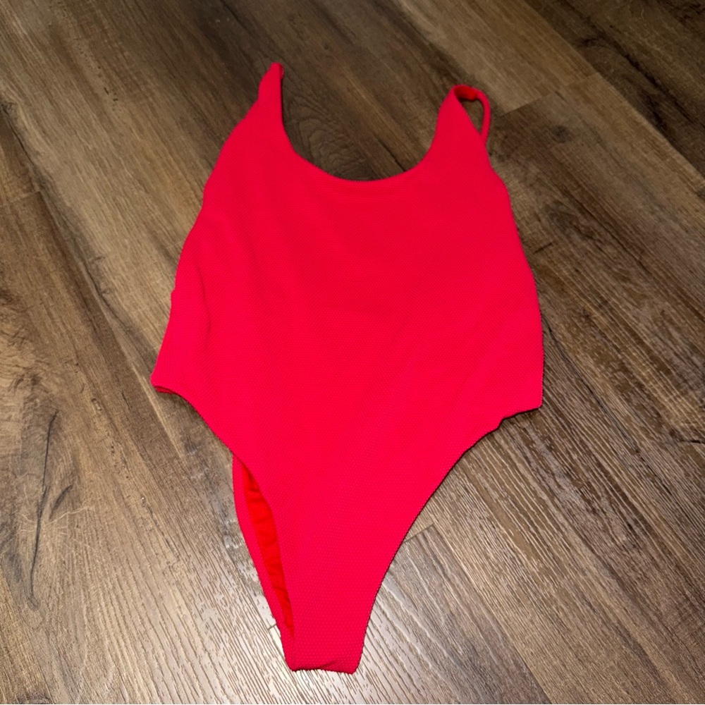 Salero Red Low Sides High Leg One Piece Swimsuit
